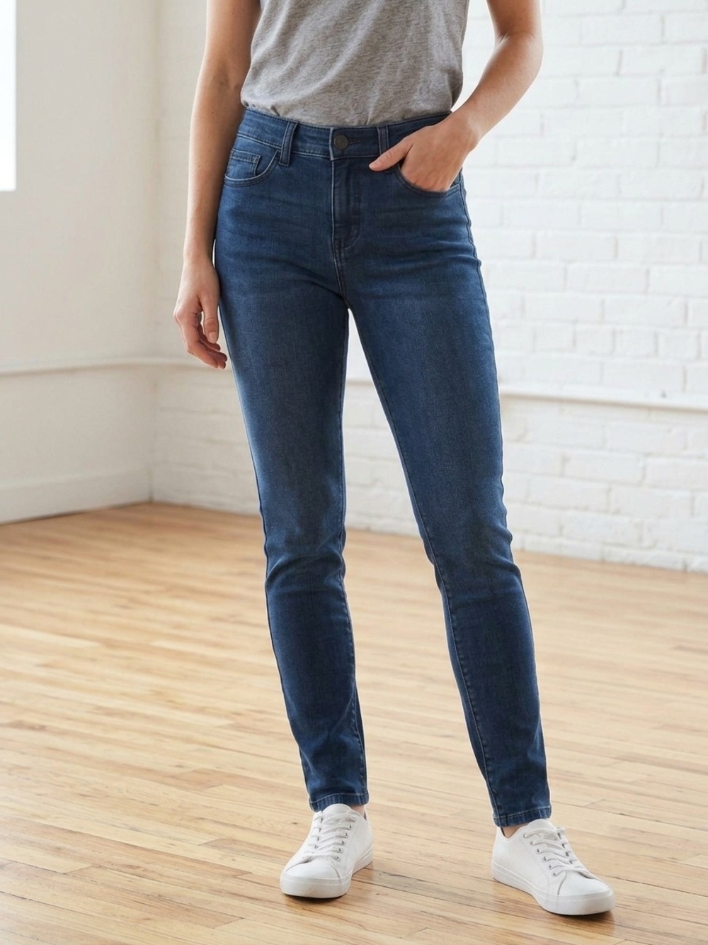 YNDJ High-Rise Dark Blue Skinny Jeans